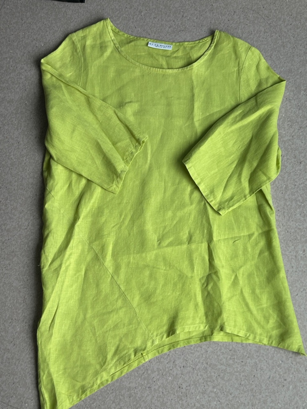 br yn Walker Bright Lime Scoop Neck 100% Linen Top size Small